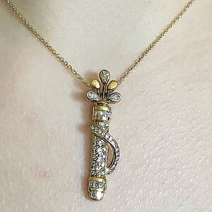 Real 18kt Yellow Gold 1.20ct Diamonds Golf Clubs Case